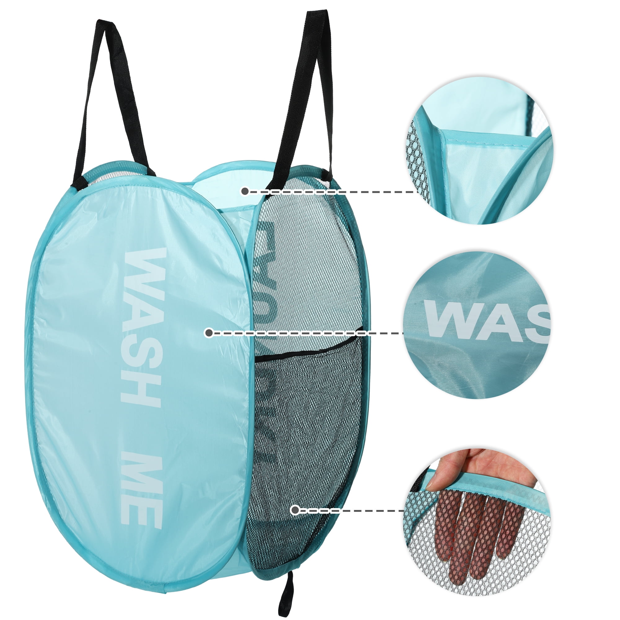 Unique Bargains Folding Laundry Basket Durable Hamper for Bathroom Blue