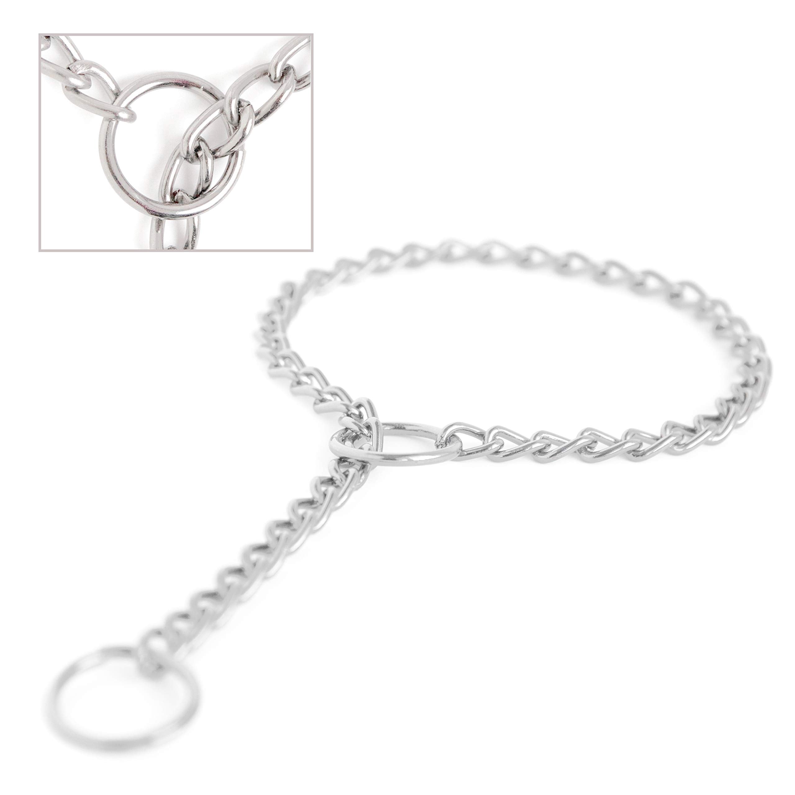 Mighty Paw Slip Collar - Stainless Steel - Weather Resistant - Tarnish Proof - Durable Chain Dog Choke Collars - No Pull Dogs Training - Strong and Premium - Metal Chain (20")
