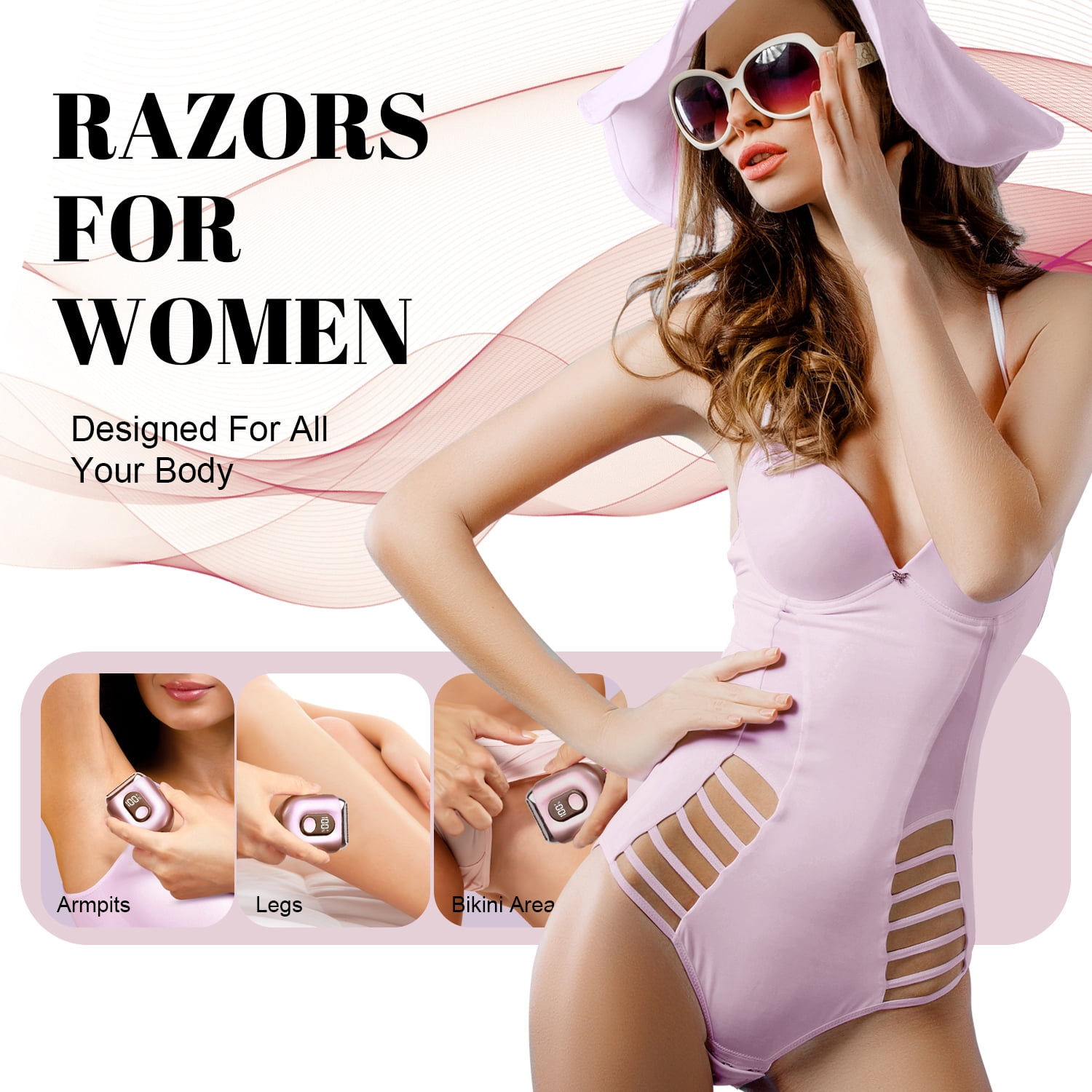 Skdwakiz Electric Razor for Women: Mini Foil Shavers with LED Display - Rechargeable Cordless Bikini Trimmer - IPX7 Waterproof Face Body Razor for Home Travel, Pink