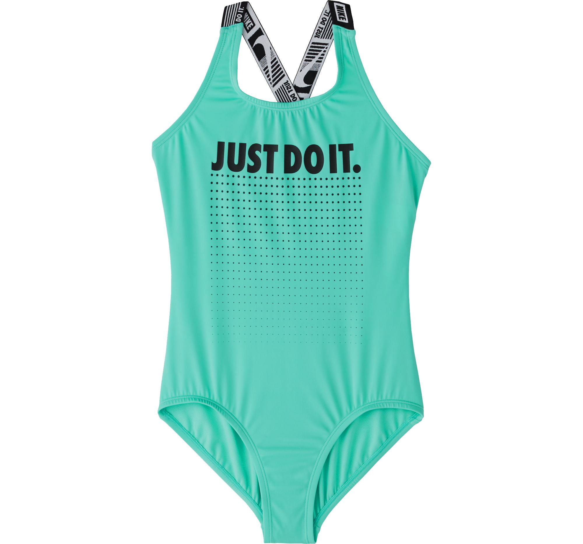 Nike Swim Girls' JDI Crossback One Piece Swimsuit Aurora Green SM Big Kids) / Aqua - Walmart.com