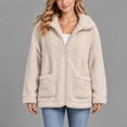 thumbnail image 7 of Nfurl Sherpa Jacket Womens Lightweight Collared Zip up Fleece Jackets with Pockets Cozy Casual Fall Jacket Trendy Teddy Coats Beige,L, 7 of 7