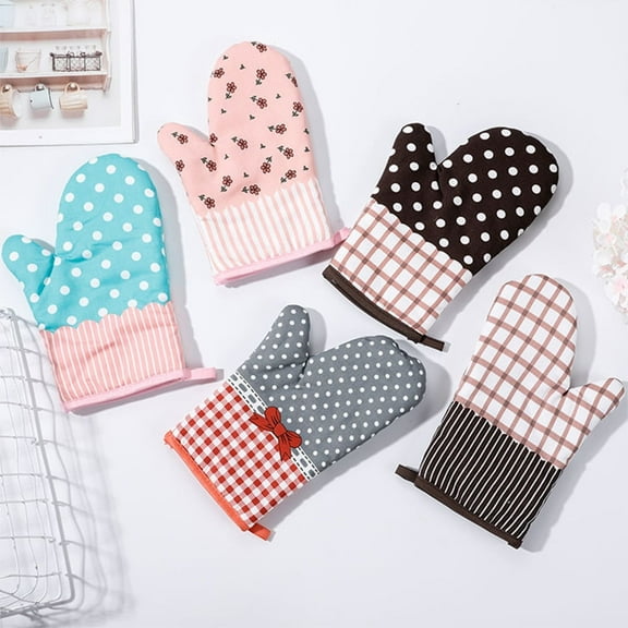 Oven Mitts Heat Resistant Gloves Cooking Baking Barbecue BBQ Microwave Crafting Machine Washable Pot Holders Mittens