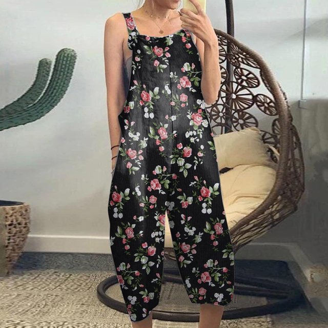 Mono informal suelto con estampado de tiras y bolsillos bonitos para mujer