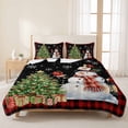 thumbnail image 3 of Quilts Full Size Bedding Set, Christmas Snowman Lightweight Quilted Comforter, Cardinal Bird Snowflake Red Plaid Black Soft Reversible Bedspread Coverlet with Pillow Covers for All Season, 78" x 90", 3 of 9