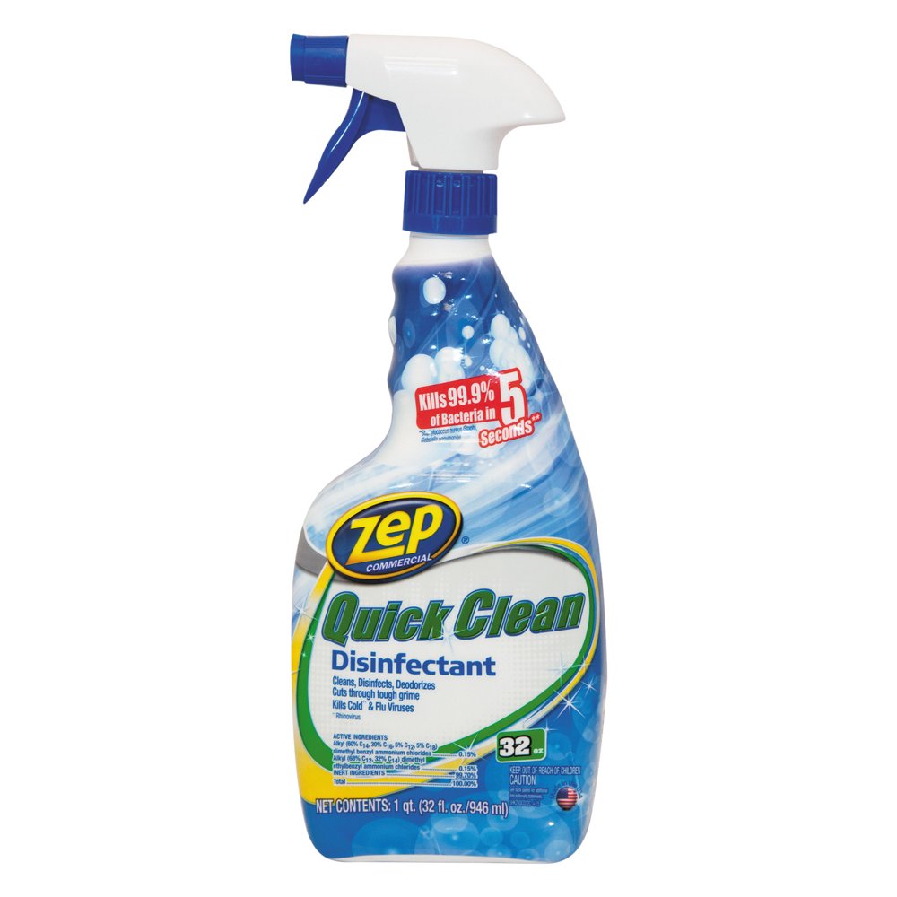 Zep Commercial 5 Second Quick Clean Disinfectant, 32 fl oz, 12 count