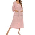 thumbnail image 2 of Ndbuld Summer Dresses for Women Women's Home Clothes Comfortable And Casual Loose Sleepwear Quarter Sleeve Plus Size Striped Dress,Pink,2XL, 2 of 7