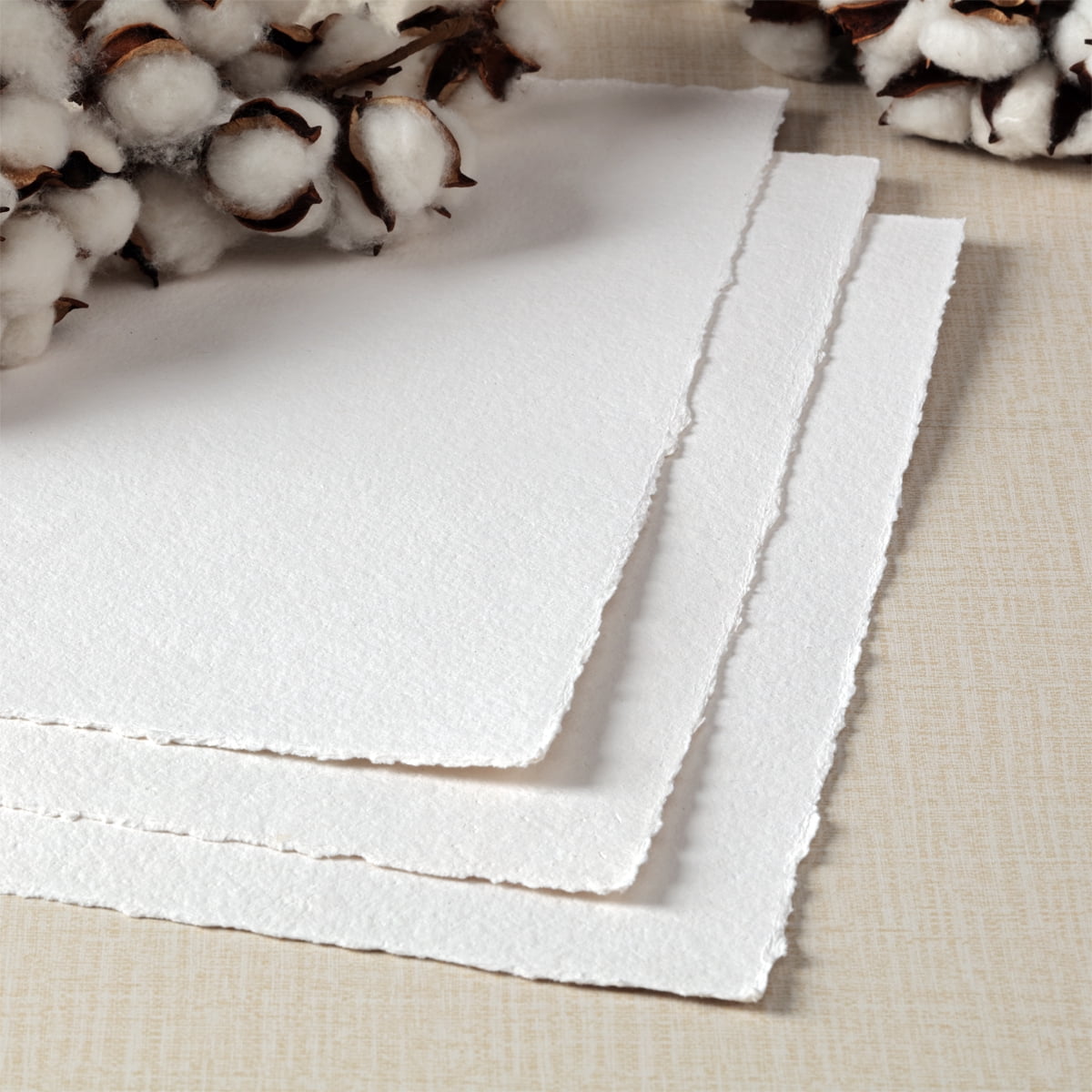 New York Central Handmade Watercolor Paper - 140lb, 22"X30" - 5 Packs of 5, 25 Total Sheets, Acid-Free 100% Cotton Rag, Cold Press, 4 Deckled Edges, Minimally Sized, Mixed Media Paper