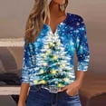 thumbnail image 2 of Fashion Fall Saving LiMoi Women's Festive V Neck Tees with Christmas Tree Design Three Quarter Sleeve Top for Holiday Gatherings Tshirts My Items, 2 of 5
