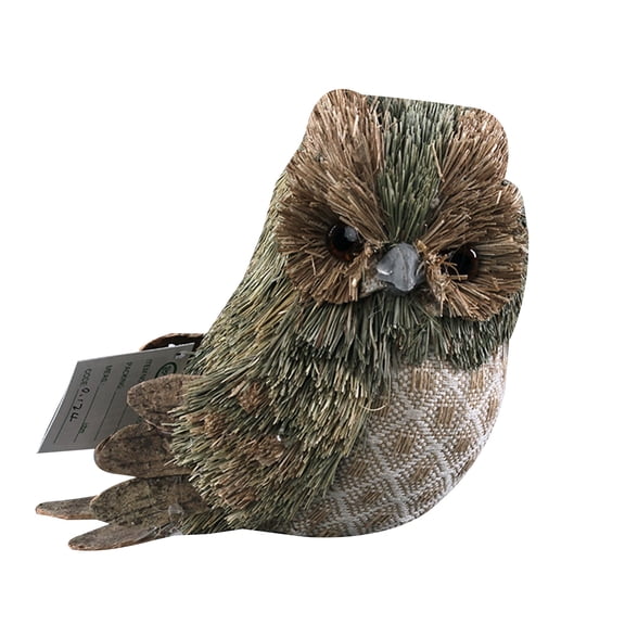 Artificial Straw Owl Ornament Simulation Animal Figurine Handmade Crafts