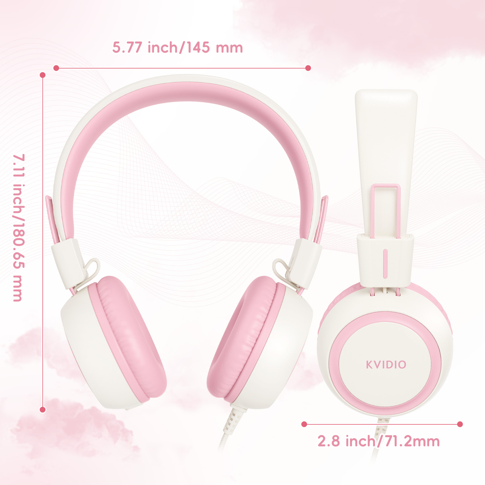 KVIDIO Kids Wired Headphones with Safe Volume Limiter, Pink photo 8