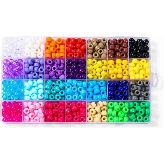 28 Colors 700pcs Pony Beads for Bracelets, 6x9mm Large Plastic Pony Beads Set Kandi Beads Friendship Bracelet Making Kit for Jewelry Making and DIY Crafts