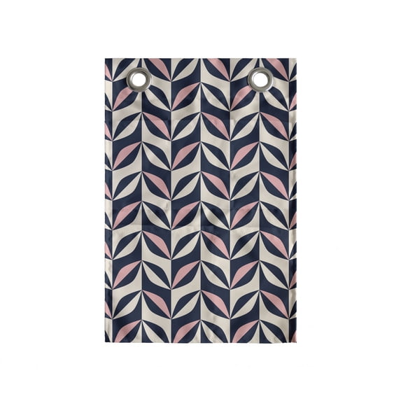Abstract Hanging Pocket Organizer, Connected Geometric Shapes Basic Ornamental Items Retro Feels, Printed Polyester Storage Bag with Pockets, 14" x 20", Eggshell Blush