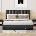 thumbnail image 2 of Queen Size Bed with 2 Drawers, Upholstered Bed with Hydraulic Storage System, Plywood Bedstead for Bedroom, Apartment, Black, 2 of 9