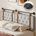 thumbnail image 1 of ZXNYH Wall Mount Headboard with USB for King Size Bed, PU Leather Headboard Only, Industrial Pipe Modern Style, Brown Hanging Head Boards, Durable, Comfortable, Button Upholstered for Bedroom, 1 of 6