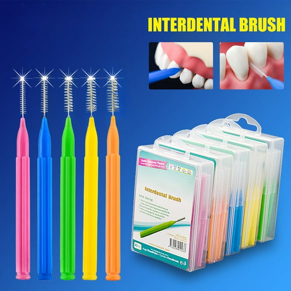 Lubelski 40Pcs/Box Interproximal Brush Safe Ergonomic Stainless Steel Wire Health Care Interdental Brush for Home