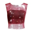 thumbnail image 4 of Youmylove Womens Casual Shirt Sexy Rhinestone Mesh Tank Tops See Through Crop Top Workout Undershirt Top, 4 of 4