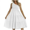 thumbnail image 4 of Birdeem Ladies Summer Fresh and Sweet V-Neck Solid Color Dress, 4 of 9