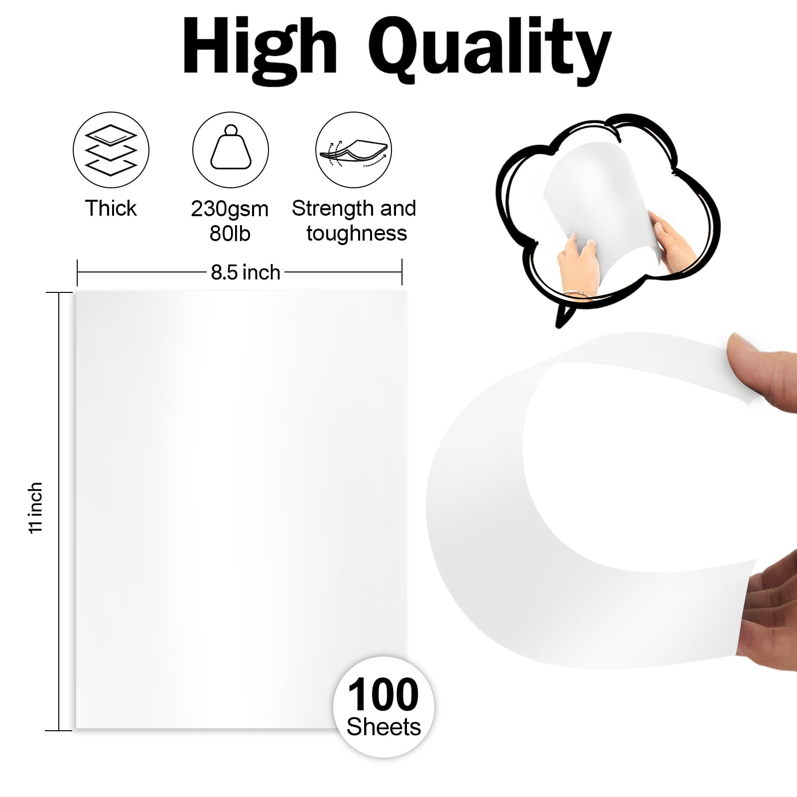 100 Sheets White Shimmer Cardstock 8.5 x 11 Certificate Paper, Goefun 80lb Pearlescent Paper for Invitations, Certificates, Crafts, DIY Cards