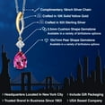 thumbnail image 2 of 925 Silver and 10K Yellow Gold Pure Pink Mystic Topaz and White Moissanite Pendant Necklace for Women | 2.57 Cttw | Gemstone November Birthstone | Pear Shape 10X7MM | With 18 inch Chain, 2 of 6
