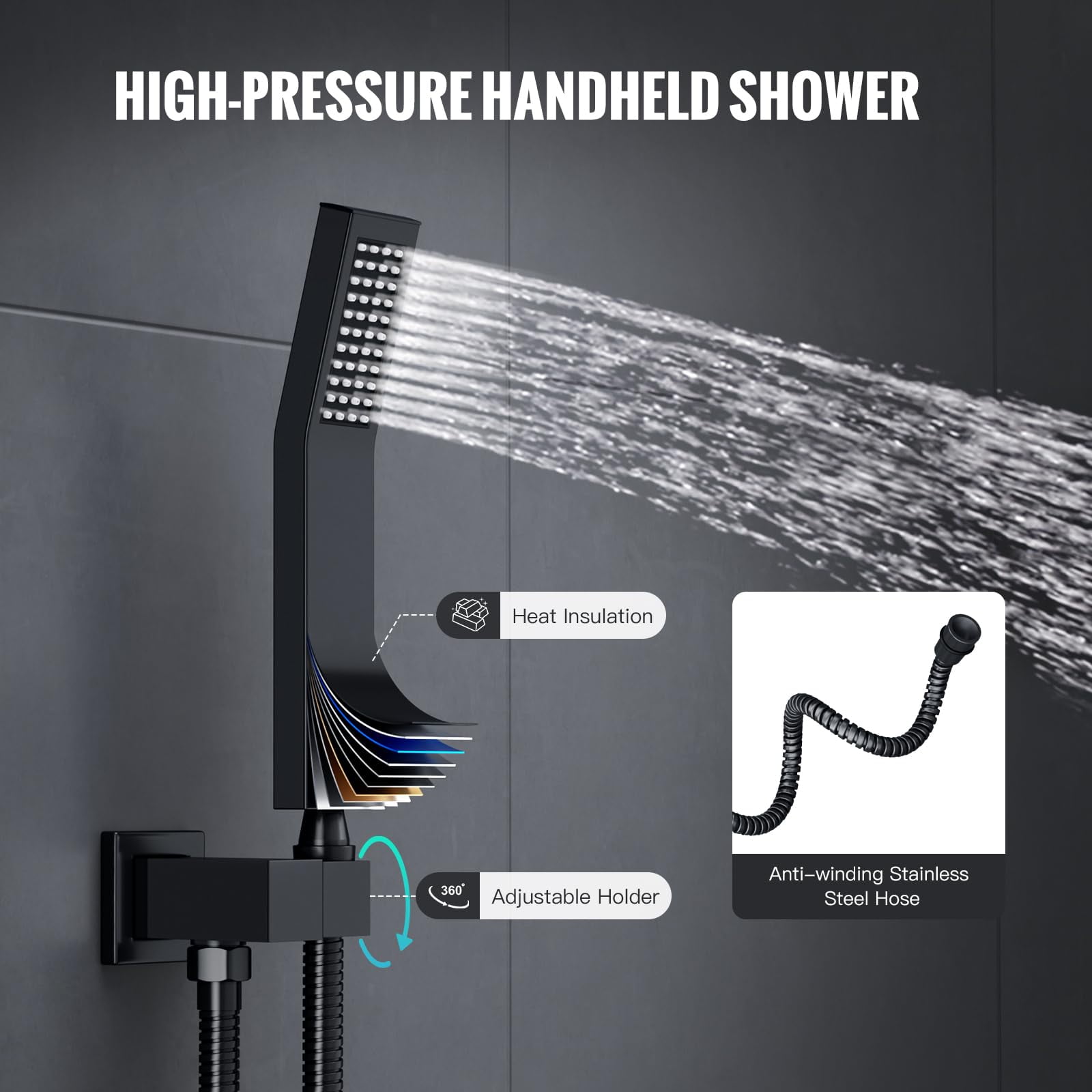 SR SUN RISE Shower System with Push Button Diverter, Wall Mounting Luxury 10 Inch Rain Shower Head with Handheld Spray, High Pressure Shower Faucet Combo Set with Rough-in Valve, Matte Black