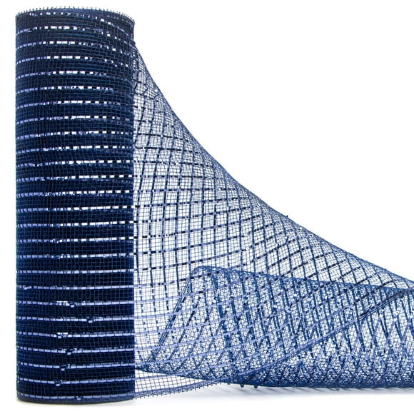 Ribbli Ribbli, malla metálica azul marino, 25 cm x 9 m, para Navidad, bricolaje