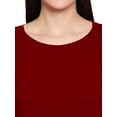 thumbnail image 5 of eloria Women's T-Shirt Round Neck Solid Color Plain Full Sleeve T-Shirt Color: Maroon | Size: S, 5 of 7