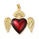 thumbnail image 1 of Rack Plating Brass Micro Pave Cubic Zirconia with Epoxy Resin Pendants Cadmium Free & Lead Free Real 18K Gold Plated Long-Lasting Plated Heart with Wing Red 37x38x5.5mm Hole: 3mm, 1 of 3