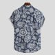thumbnail image 2 of Camisas De Sport Para Hombre Camisa informal corta con cuello vuelto para hombre, camisas con botones diarios para hombre con estampado de manga y cuello (Dark Blue, XL), 2 of 6
