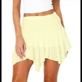 thumbnail image 3 of Falda Corta Plisada con Volantes Y2K de Encaje de Tiro Bajo para Mujer, Falda Asimétrica Holgada, Falda de Media Falda de Hada. Amarillo S, 3 of 7