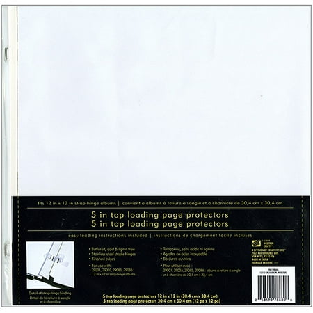 Westrim Strap Hinge Top-Loading Page Protectors, 12" x 12"