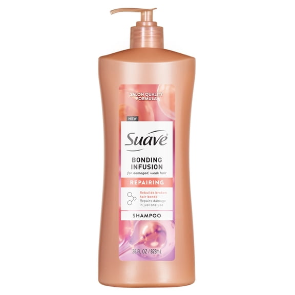 Suave Bonding Infusion Repairing Shampoo for Damaged Hair, Color and Chemical Damage, 28 fl oz