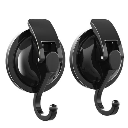 

2Pack Suction Cup Hooks Heavy-Duty Polished Removable Wall Suction Hooks Easy to Install Without Punching Suction Cup Hooks for Shower Bathroom Kitchen and Restroom - Black
