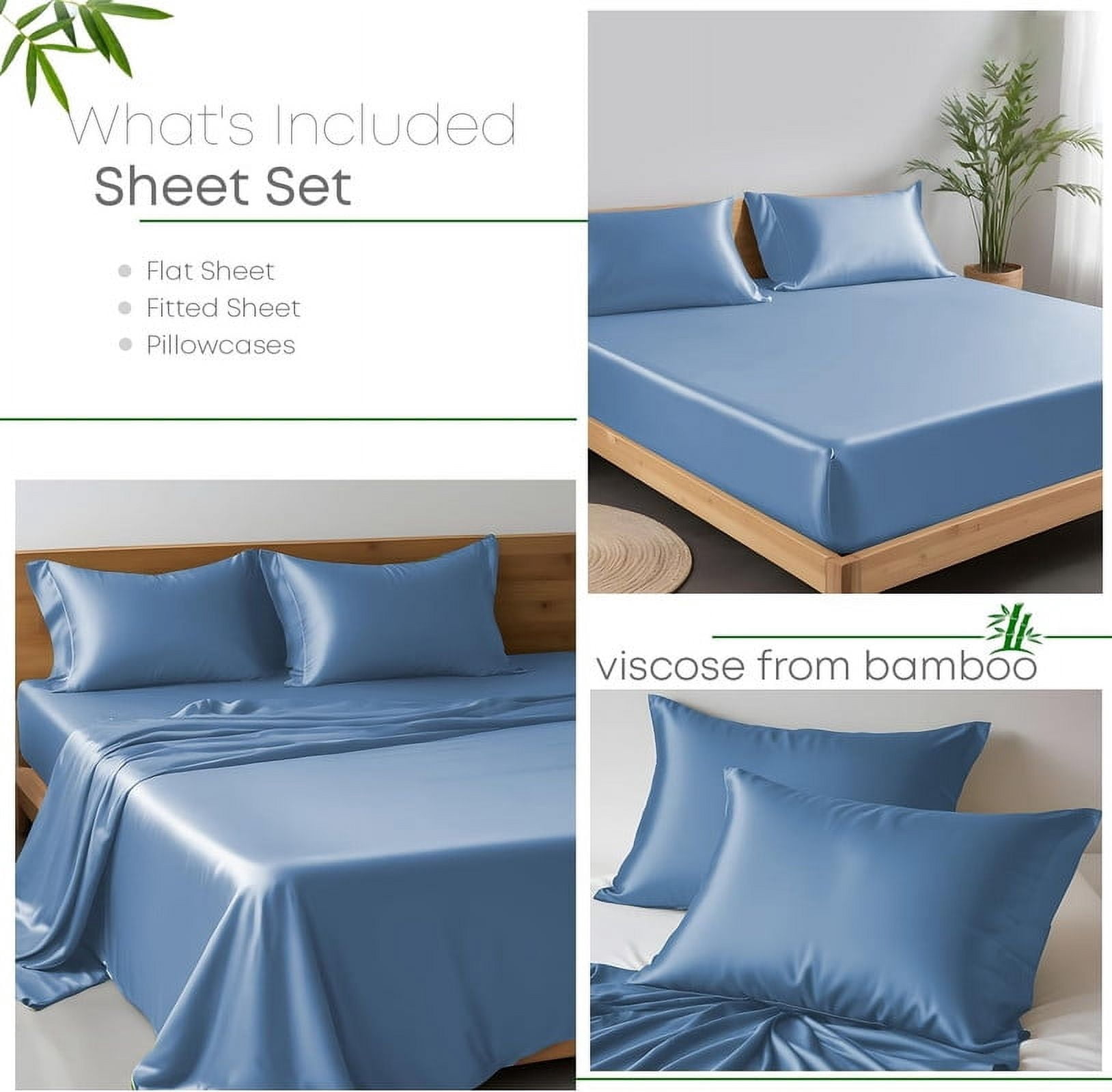 100% Bamboo California King Sheet Set - Ultra Soft, Breathable & Cooling, Ideal for Hot Sleepers, 16" Deep Pocket, Hotel Luxury Bedding (Bahamas Blue)