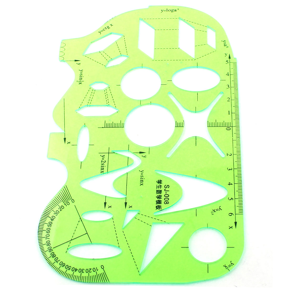 Students Math Drawing Learning Plastic Template Ruler Protractor Clear Green  School Supplier - Walmart.com