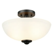 Globe Electric Vienna 2-Light Dark Bronze Indoor Semi-Flush Mount with Frosted Glass Shade