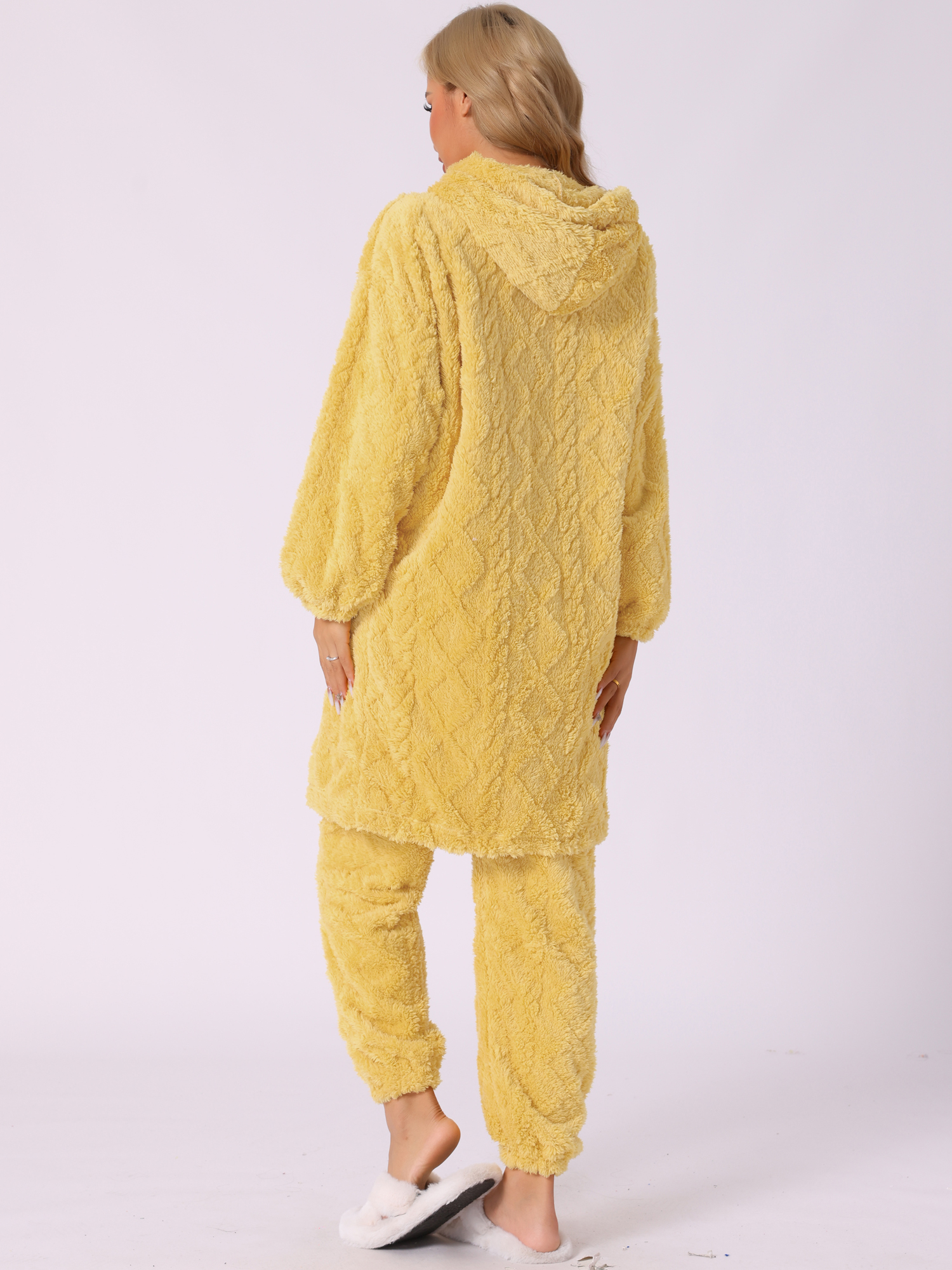 DARING DIVA Flannel Pajama Sets Button Up Long Cardigan S Yellow