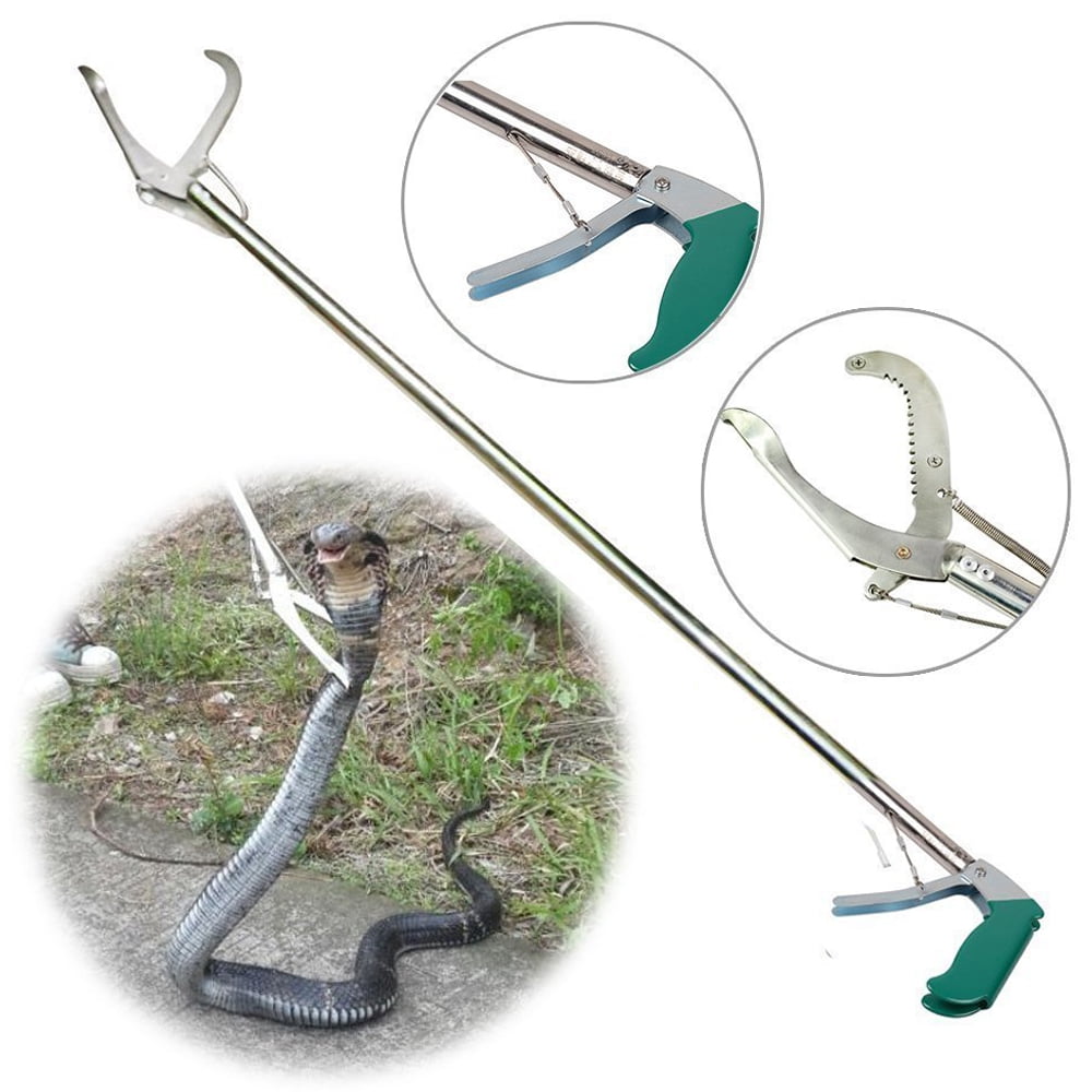 IC ICLOVER 47" Professional Snake Catcher, Extra Heavy Duty Reptile Grabber Tongs Stick Rattlesnake Handling Tool Trash Pick up, Litter Picker with Zigzag Wide Jaw- Stainless Steel