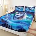 thumbnail image 3 of Feelyou Wildlife Wolf Twin Sheet Sets, Mystic Aurora Galaxy Bedding, 3 Pieces, 3 of 7