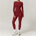 thumbnail image 2 of Women Yoga Sets 2 Piece Athletic Workout Outfits Tight Fit Seamless Long Sleeve Crop Tops and Leggings Pants (S, Red), 2 of 4