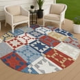 thumbnail image 6 of Addison Rugs Chantille Indoor/Outdoor Transitional Patchwork Red Machine Washable Round Rug, 8' x 8', 6 of 7