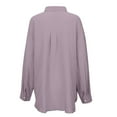 thumbnail image 6 of ZHOUCHANKIDS Women's Casual Oversized Solid Color Button Down Shirt Long SleeveIrregular Hem Blouse Tops Breathable Lightweight Blouse Relaxed Fit Collared Top with Pocket Light Purple S, 6 of 8