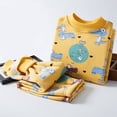 thumbnail image 2 of CUZIBR Toddler Unisex Kids Boys Girls Winter Warm Lined Cartoon Floral Dinosaur Print Tops Shirt Sweatpants Jogger 2PCS Sets Cozy Dailywear For Child, 2 of 3