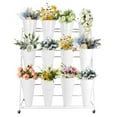 thumbnail image 5 of Movable 3 - Tier White Flower Stand with 12 White Buckets, Metal Construction, for Home Garages and Workshops, 5 of 13