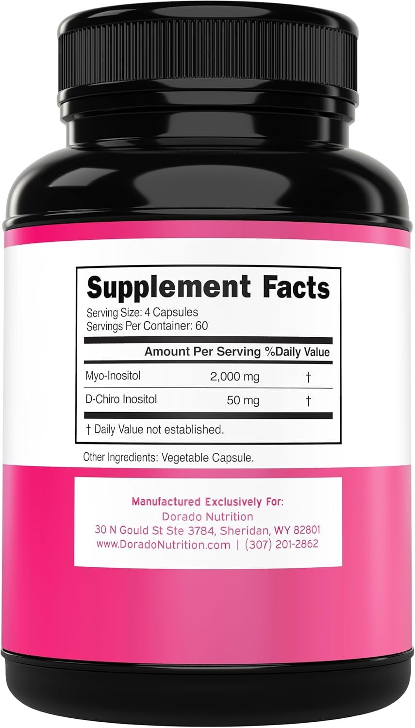 Myo-Inositol & D-Chiro Inositol Supplement For Women (240 Capsules, 2050mg Per Serving Ideal 40:1 Ratio Myo Inositol) Hormone Balance for Women - Third Party Tested, Vegan Safe & USA Made - 240 Count