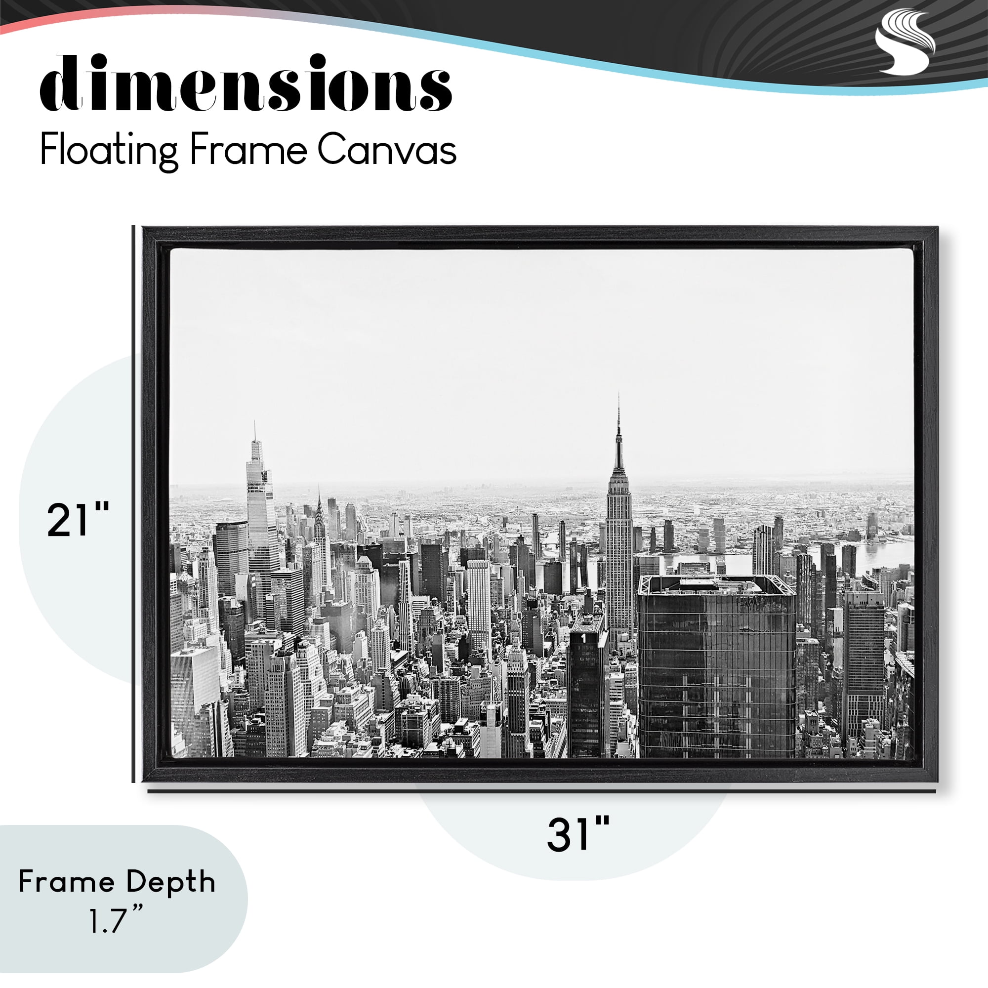 Stupell Industries New York City Scape View Black Framed Floater Canvas Wall Art, design by Kali Wilson