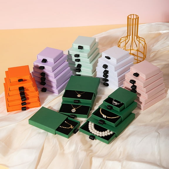 Yesbay 3Pcs Cardboard Jewelry Boxes Drawer Type Lightweight Portable Jewelry Organizer Box for Bracelets Earrings Necklaces