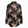 thumbnail image 5 of Towmus Button up Shirts for Women Casual 3/4 Sleeve Shirt Lapel Fall Tops Basic Tees Floral Dressy Blouses with Pockets, 5 of 5