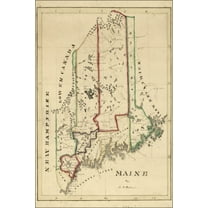 24"x36" Gallery Poster, map of Maine 1820