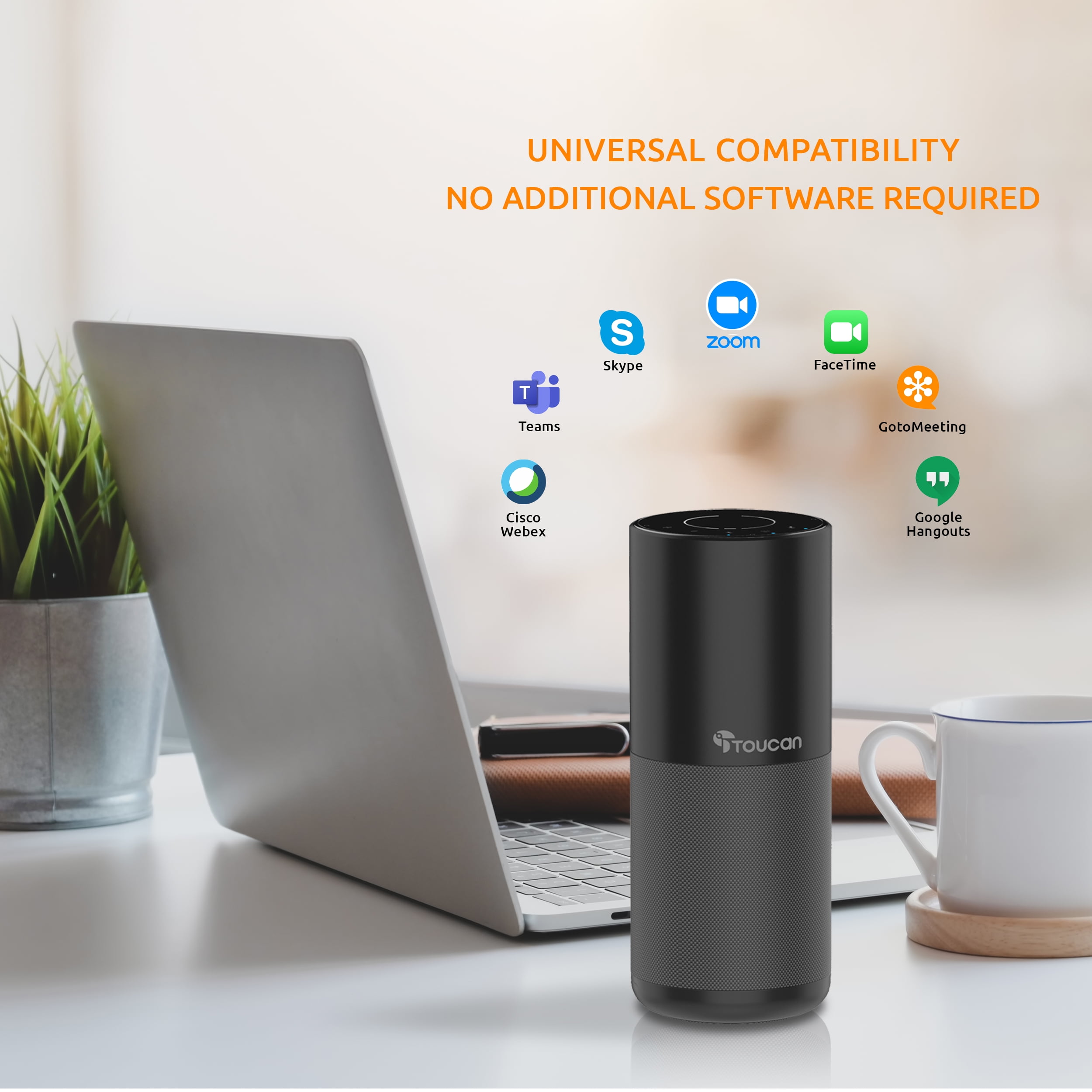 Toucan Conference Speaker with 4 Built-in Echo-Canceling Microphone - Black