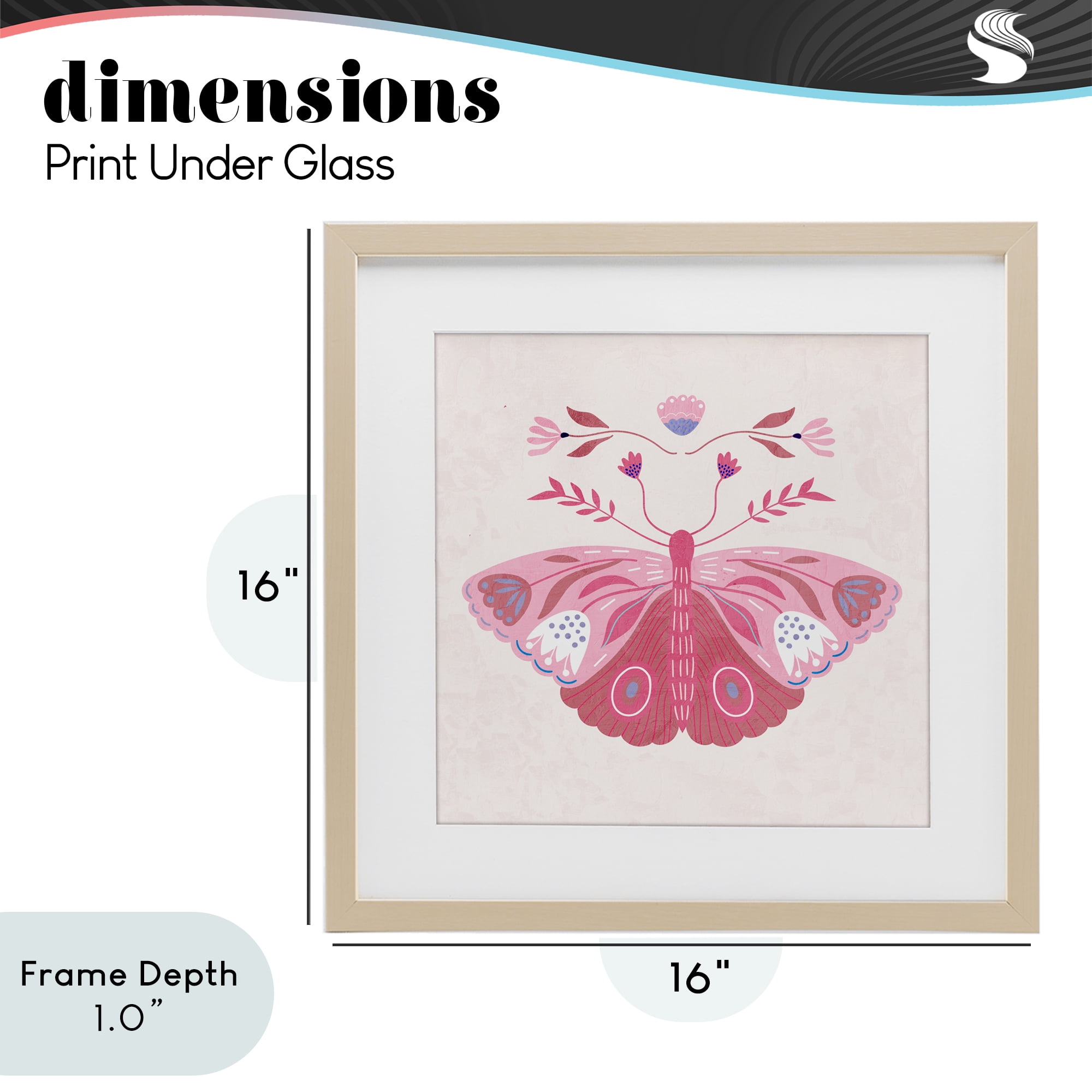 Stupell Industries Boho Pink Folk Butterfly Birch Framed Print Under Glass, design by Kim Allen